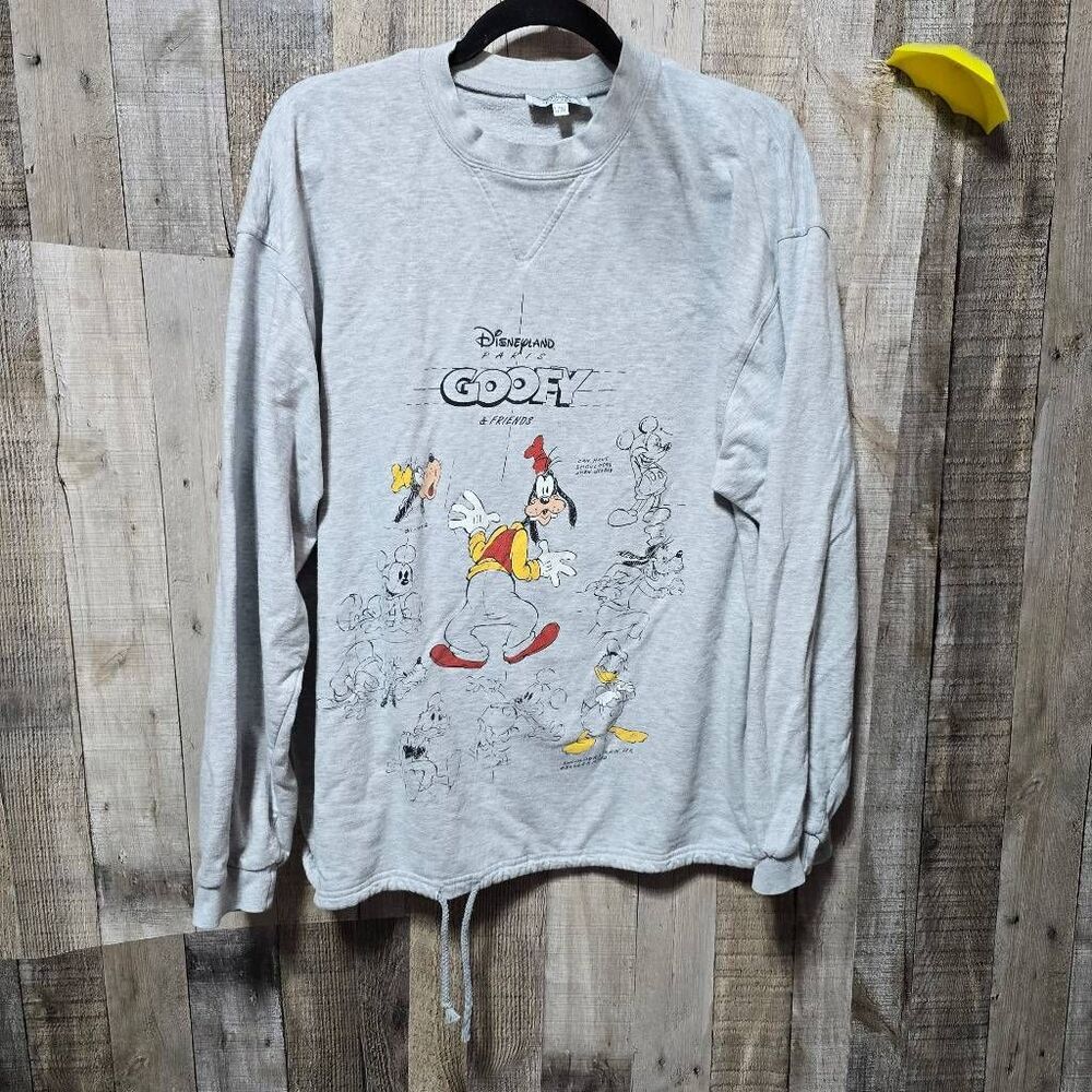 Disneyland Paris Vintage 90s Grey Goofy and Friends Graphic Sweatshirt L/XL